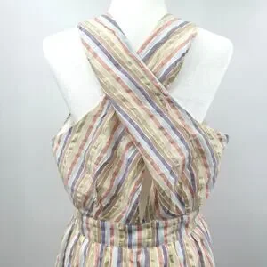 knee length dresses for ladies Multi Tiered Maxi Dress-Multi Clipped Stripe main image 0
